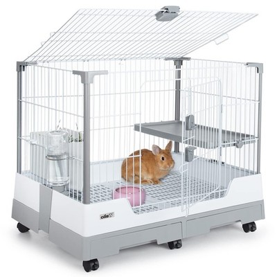 OIIBO Deluxe Rabbit Cage 32'' × 21'' × 26'' Large Space Bunny Cage Foldable Sm...