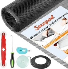 Window Screen Door Repair Kit, 59" x 159" 59in x 159in, Black 