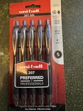uni-ball 207 Retractable Gel Pens Medium Point 0.7mm BLUE Ink 5 Pack 1960302