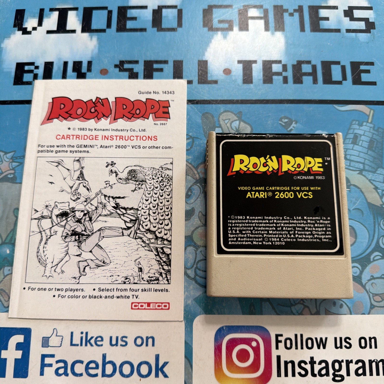 Atari 2600 Roc'n Rope Video Game Cartridge Vintage With Manual
