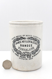 VINTAGE 1900s PRIMITIVE 2lb JAMES KEILLER &SONS DUNDEE TALLER SIZE MARMALADE POT