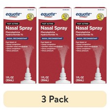 3 pack Equate Fast Acting Nasal Spray, Phenylephrne HCl 1 , 1 fl oz