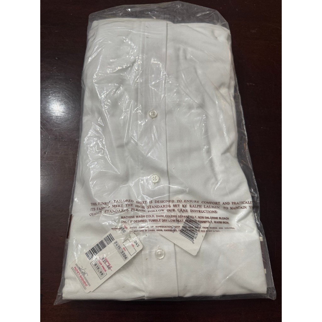 NWT VTG Chaps Ralph Lauren Mens White Oxford Dress Shirt 17 34/35 Made in USA thumbnail 3