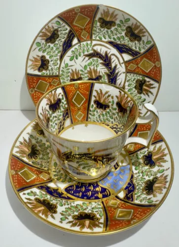 Antique Circa 1815 Spode Tea Cup & 2 Saucer Japanese Imari 2213 Georgian English
