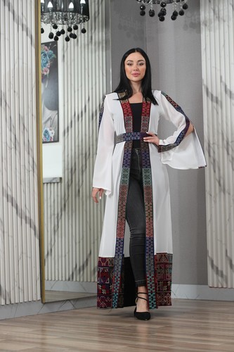 Palestinian Long TATREEZ Wear, Cultural Embroidered Colorful, Girls Formal Dress - Picture 8 of 23