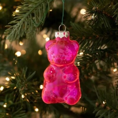 HOBBY LOBBY GLASS GUMMY BEAR TREE ORNAMENT NEW HOT PINK | eBay