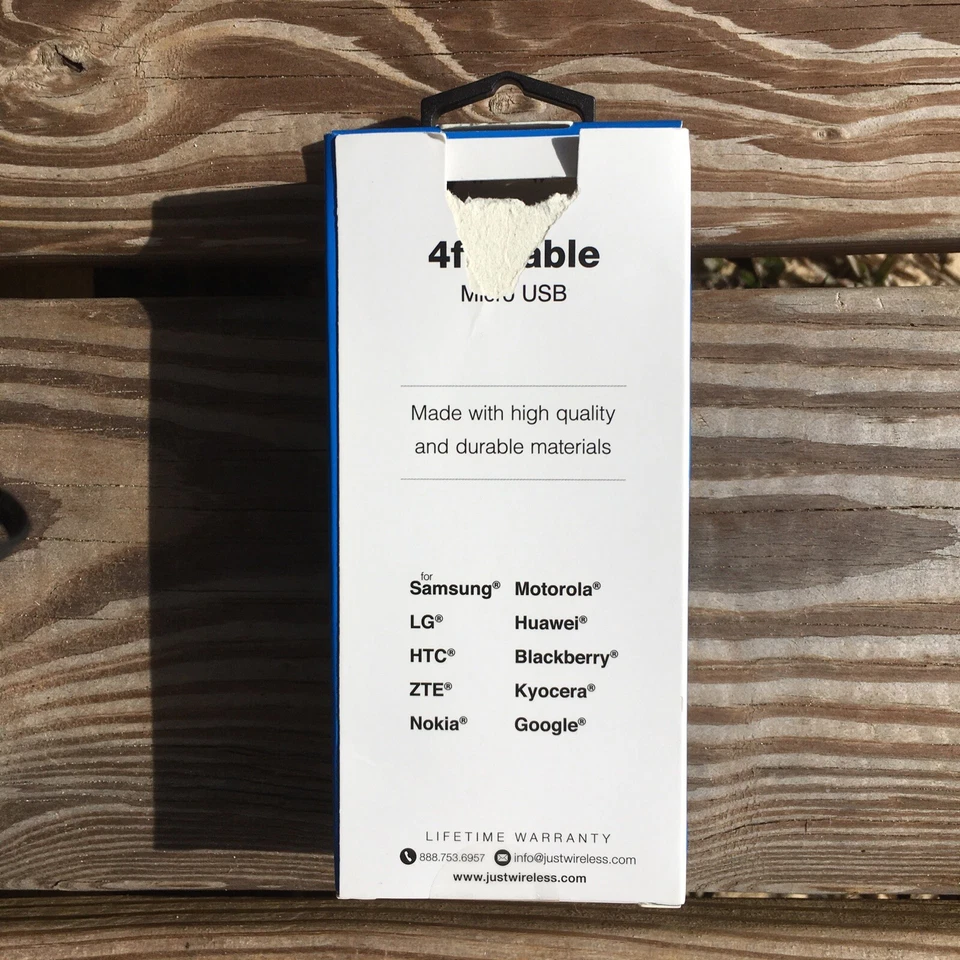 Just Wireless 4ft Micro USB cable for Samsung LG HTC ZTE Motorola Nokia Open box - Image 2 of 4