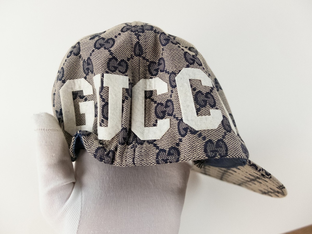 GUCCI gray supreme GG Web logo canvas baseball cap Size 58 GUCCI gray supreme GG Web logo canvas baseball cap Size 58