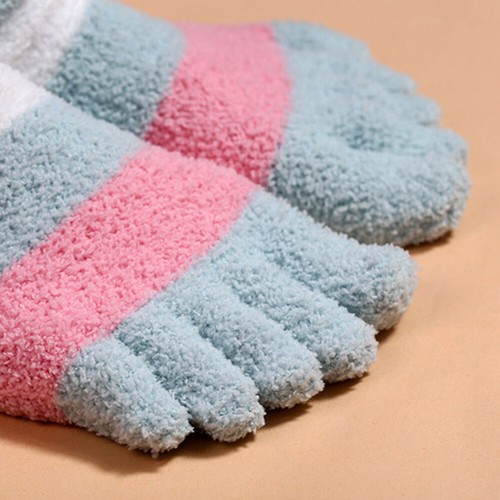 3/2 Stück Dicke Warme Fünf-Finger-Socken Schlafsocken Plüsch-Korallen-Fleece- с - Bild 6 von 17