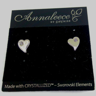 Heart Stud Pierced Earrings made with Swarovski Crystals by Annaleece by DeVries