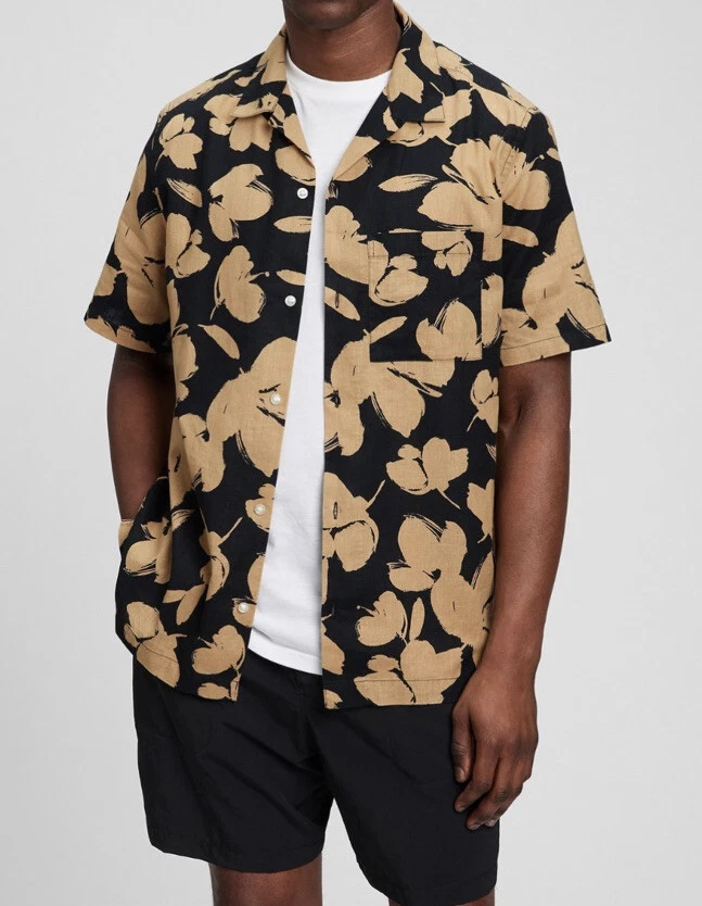 Gap Men - Vacay floral Shirt / color: Black & Brown / size M / NWOT