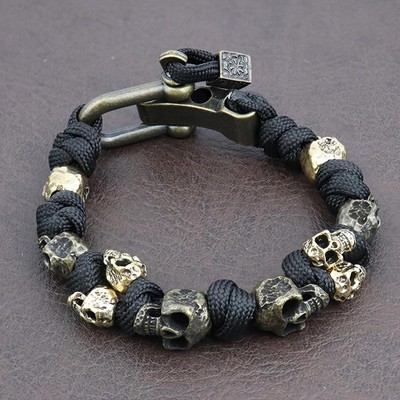Fashion Design Skull Bracelets Gothic Adjustable Woven Punk Hip Hop Men Women