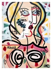 CORBELLIC ORIGINAL PAINTING 12X16 PARIS FRANCE WOMAN COLLECTIBLE COLORFUL ART 