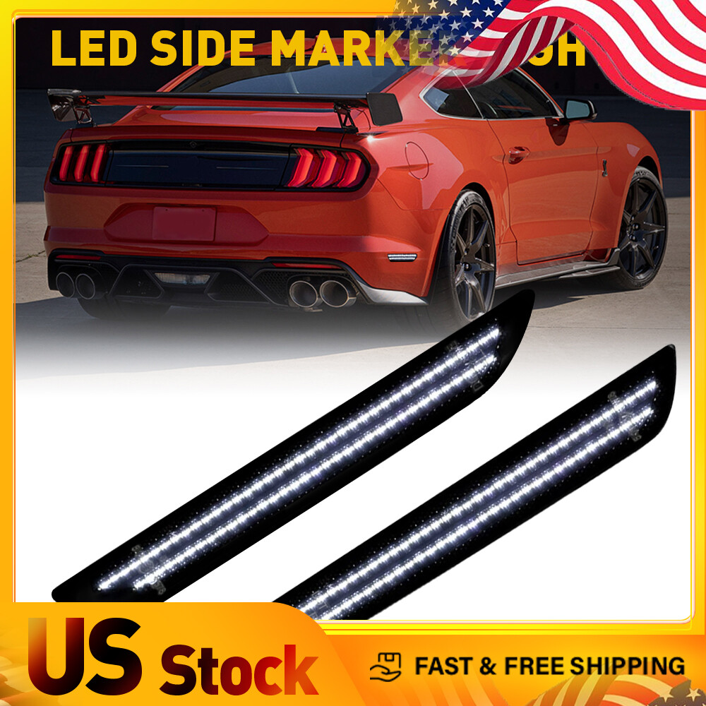 2pcs Smoke LED Side Marker Lights for 2015-22 Ford Mustang