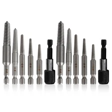 12Pcs Stud Screw Extractor Remover Tool Drill Bit Extension Kit 1/4" Hex Shank