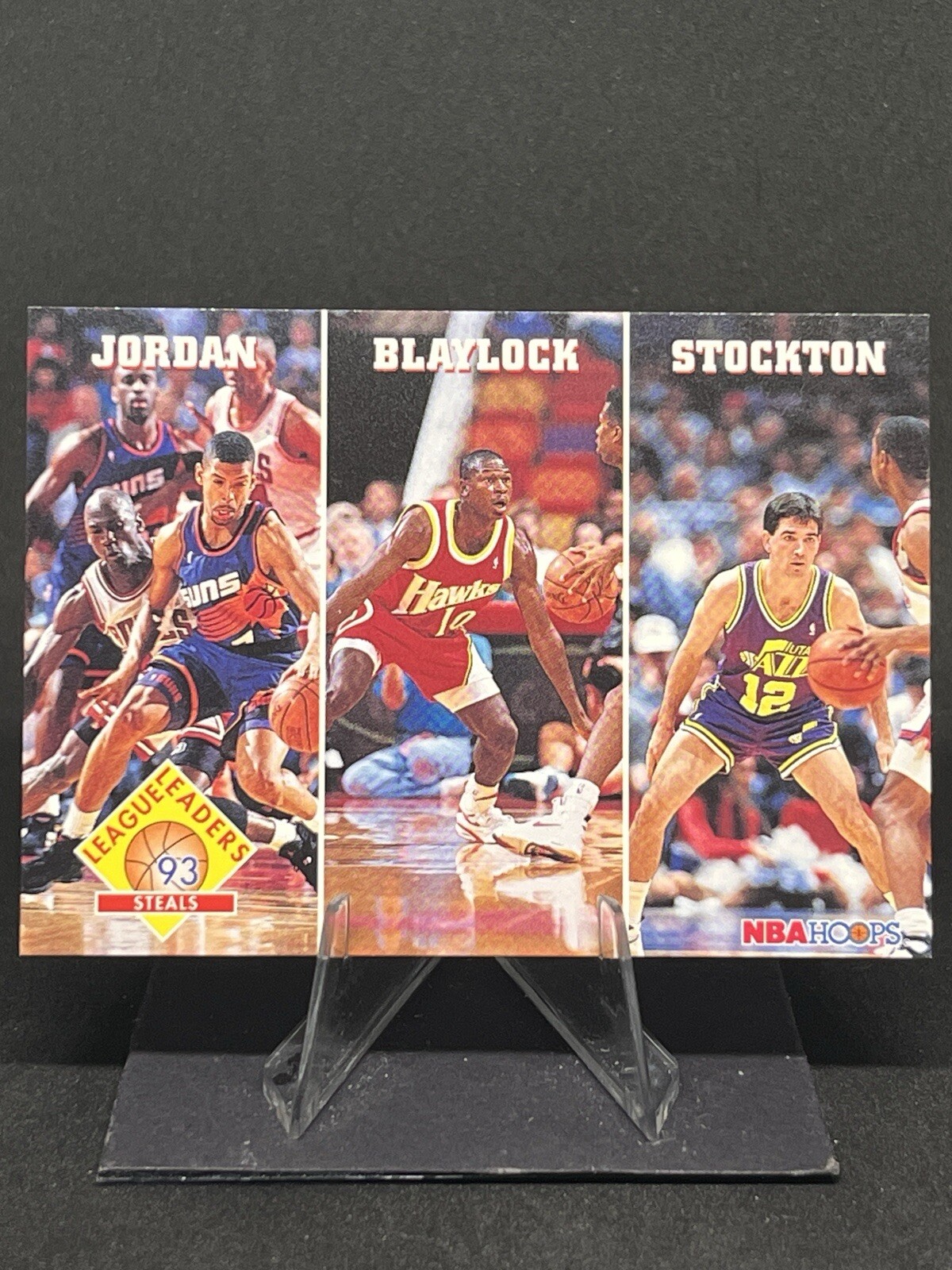 MICHAEL JORDAN, STOCKTON, BLAYLOCK 1993-94 NBA Hoops #289 League Leaders Steals