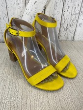 Nine West Women's Yellow Size 8  Sueded Ankle Strap Block High Heels
