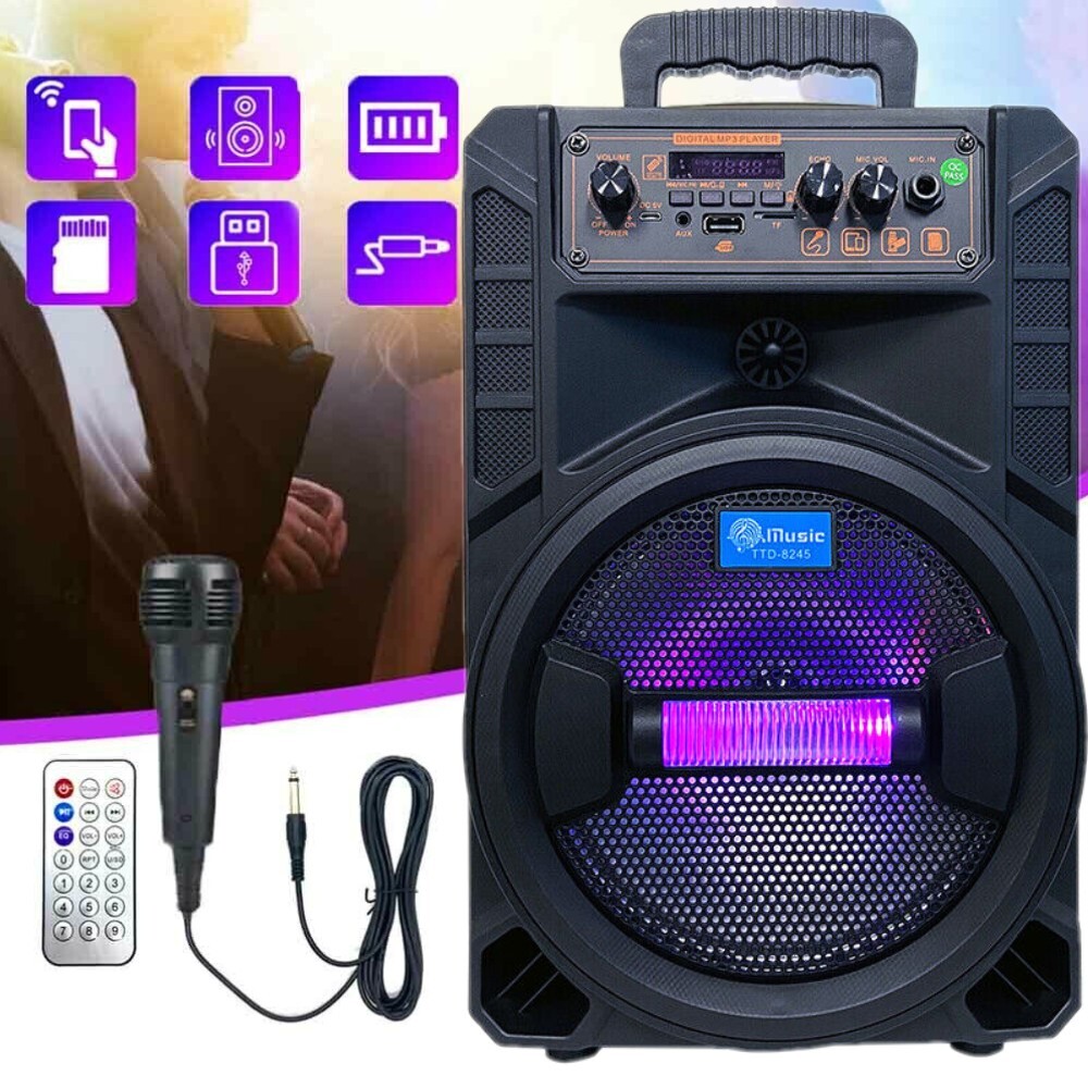 3000W Portable Bluetooth Speaker Sub Woofer Heavy Bass Sound System Party & Mic