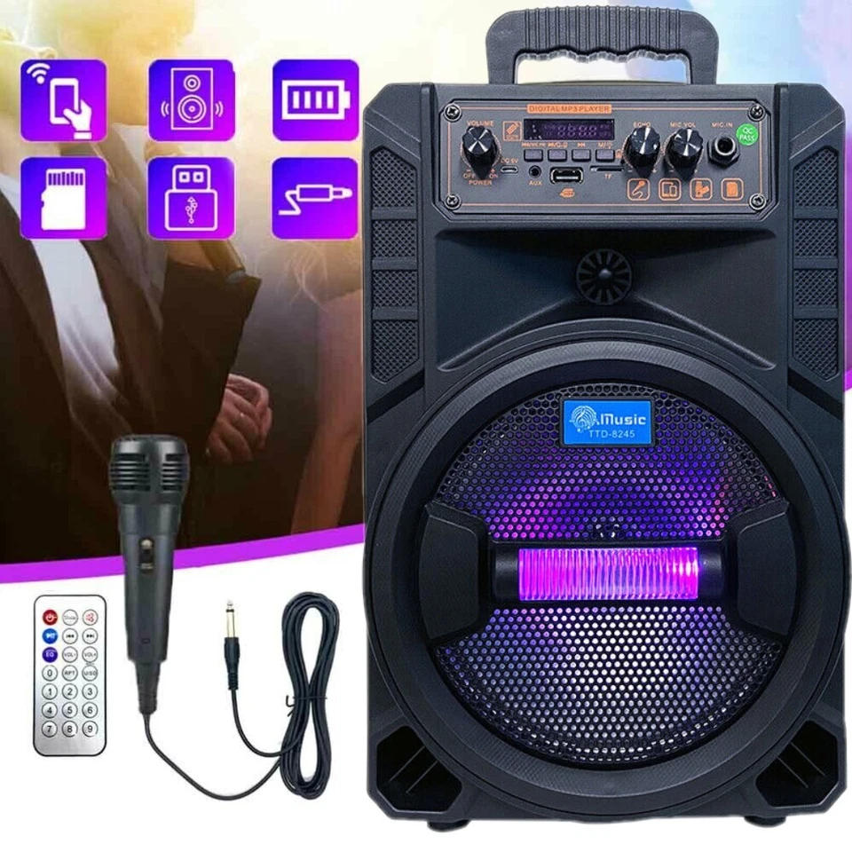 3000W Portable Bluetooth Speaker Sub woofer Heavy Bass Sound System Party w /Mic - Image 2 of 4