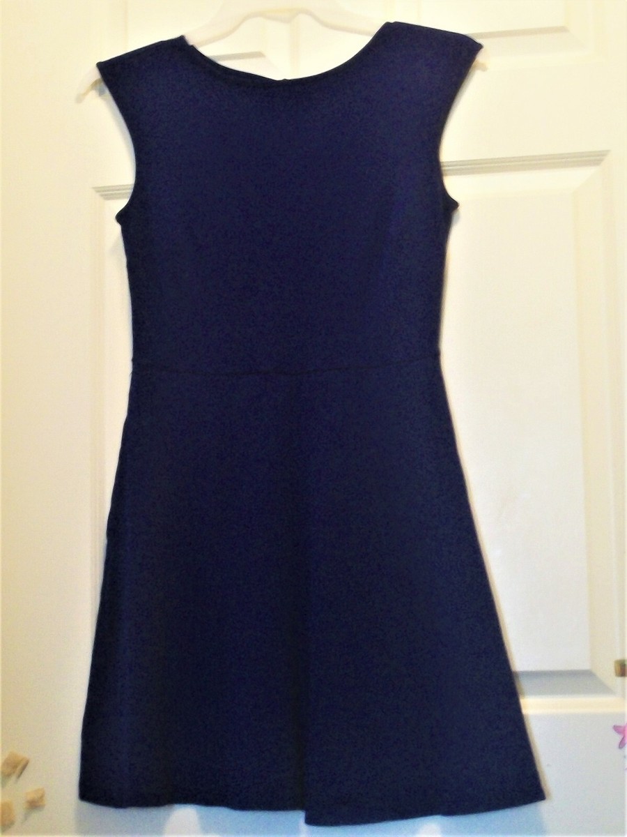 New York and Company Small Blue Sleeveless Flare Skirt Side Seam