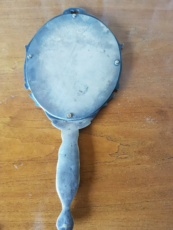 MIROIR FACE A MAIN EN BRONZE FIN XIXEME DEBUT XXEME - Photo 2/2