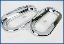 (2) Oval Chrome Bezels/Covers w/visor 6" Grommet Mount LED Stop Turn Tail Light