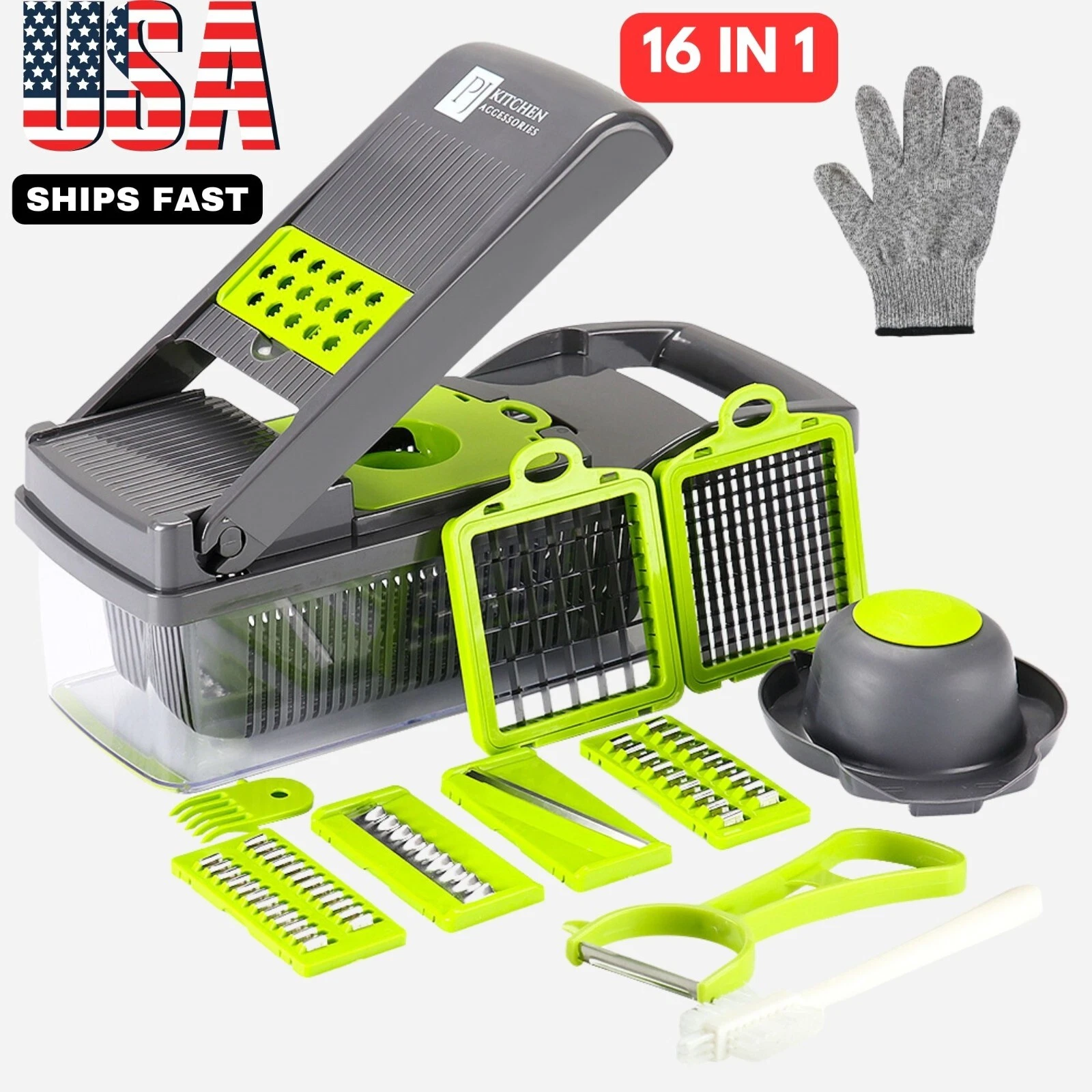 16-In-1 Vegetable Fruit Chopper Cutter Food Onion Veggie Dicer Slicer Kitchen