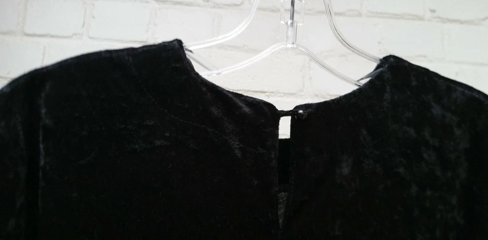 TUNIQUE LÉGÈRE LONGUE VELOURS NOIR MANCHES LONGUES POLYESTER T1 FENTES LATÉRALES - Photo 4/4