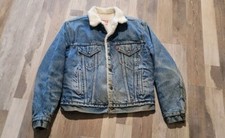 VINTAGE LEVIS SHERPA TRUCKER DENIM JACKET 1980's SIZE 40R MADE IN USA TYPE 3