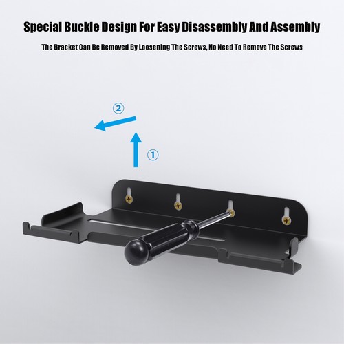 Wall Mount Bracket for PS5 Slim Console Metal Storage Base with Controller Hook - Picture 5 of 7