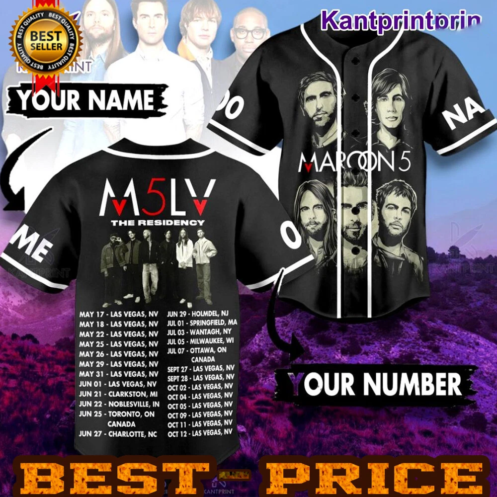 Maroon 5 M5LV The Residency Personalized Baseball Jersey