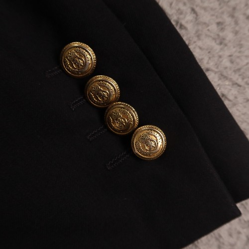 Twill Jacket L Black 100% Wool Blazer Sport Coat Crested Buttons 44R - Picture 6 of 18