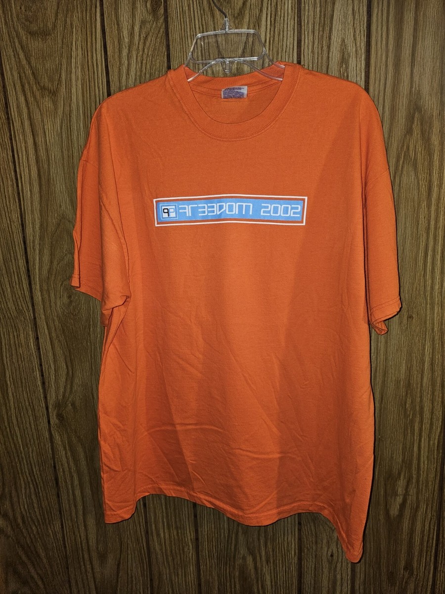 Vintage Freedom 2002 Xl Mens Orange Double-sided Graphic