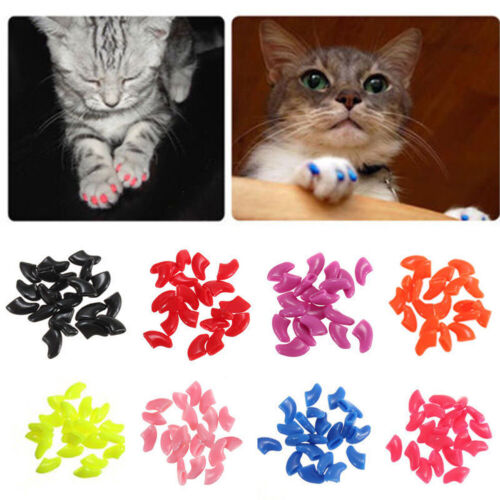 20 Pcs Cat Nail Cover Fashion Silicone Durable Casual Nail Protector Shell Case - Picture 1 of 21