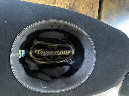 Twinstone Black Cowboy Hat XXXX SIZE 7 3/8 - Picture 12 of 24