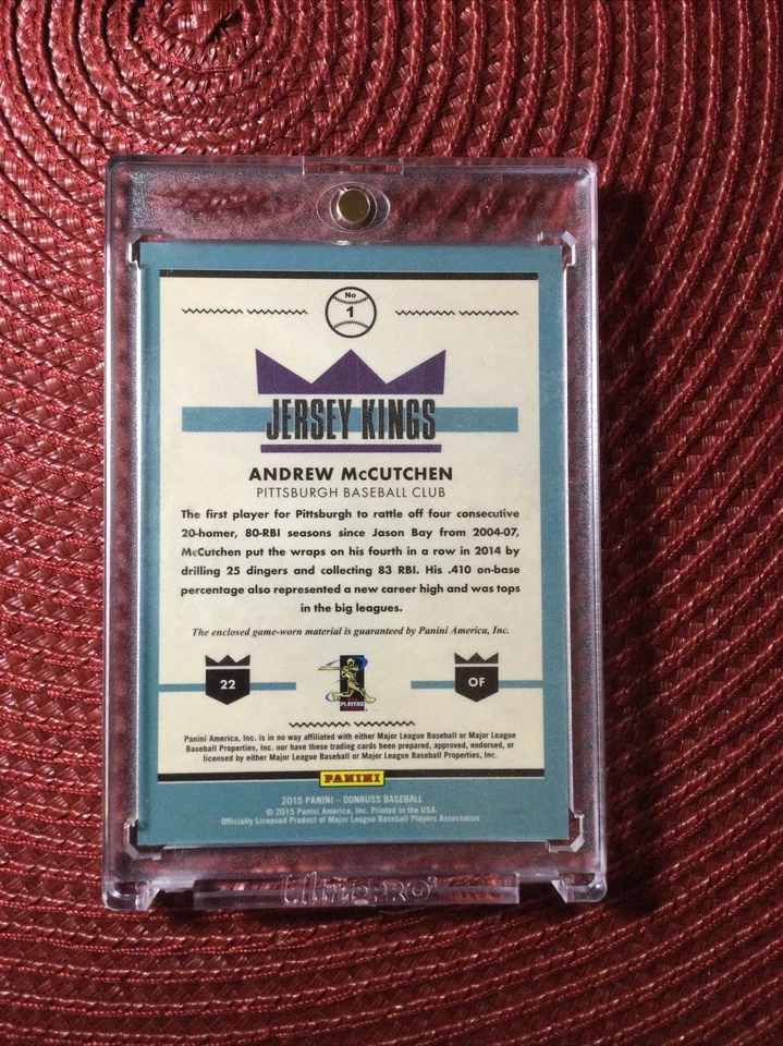 Andrew McCutchen 2015 Panini Donruss Jersey Kings Pittsburgh Pirates! - Image 2 of 2