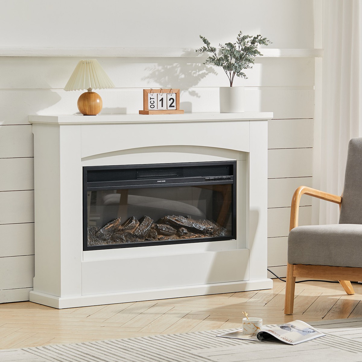 Large Fireplace Heater Electric Free Standing Fire Place MDF Surround  Mantel Set | eBay