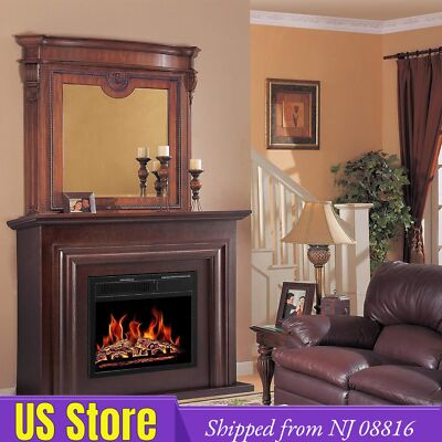 Walnut Brown Electric Fireplace 36'' , Remote Control, Adjustable Flame,NJ08816
