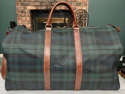 Polo Ralph Lauren Boston Travel Duffle Handbag Bag Green PVC