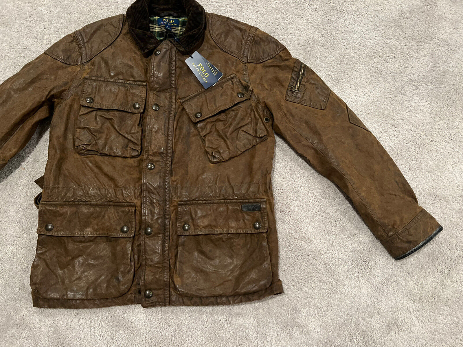 Polo Ralph Lauren Iconic Oilcloth Waxed Cylinder Biker Jacket Men’s Size  Medium