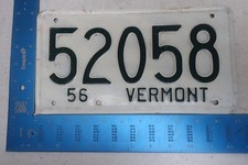 Vermont License Plate Tag 1956 56 52058