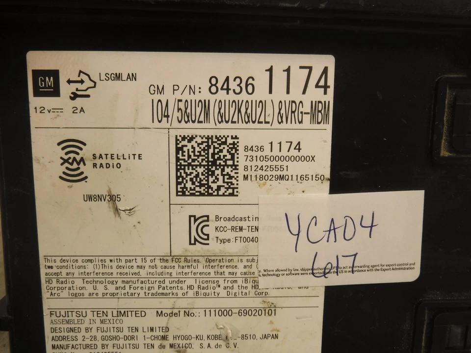 18 19 Cadillac Escalade Radio Receiver Module 84361174 YCA04 - Image 3 of 4