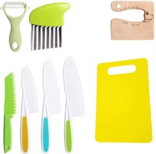 TBM 8 pcs wooden kids kitchen knife, plastic kids knife set include wood kids
