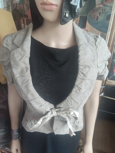 Vintage River Island Crop Jacket Gold And Cream Size 12 Used - Picture 12 of 24