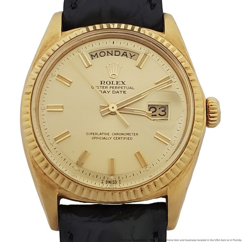 Fantastic Condition Rolex President 18k Gold Pie Pan Dial Day Date Mens Watch