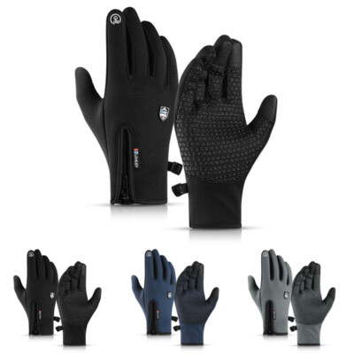Mens Silicone Riding Non-slip Touch Screen Gloves Thicken Windproof