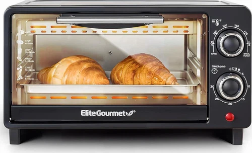 Elite Gourmet ETO490 9L/4 Slice Countertop Toaster Oven With 30-Minute Timer,