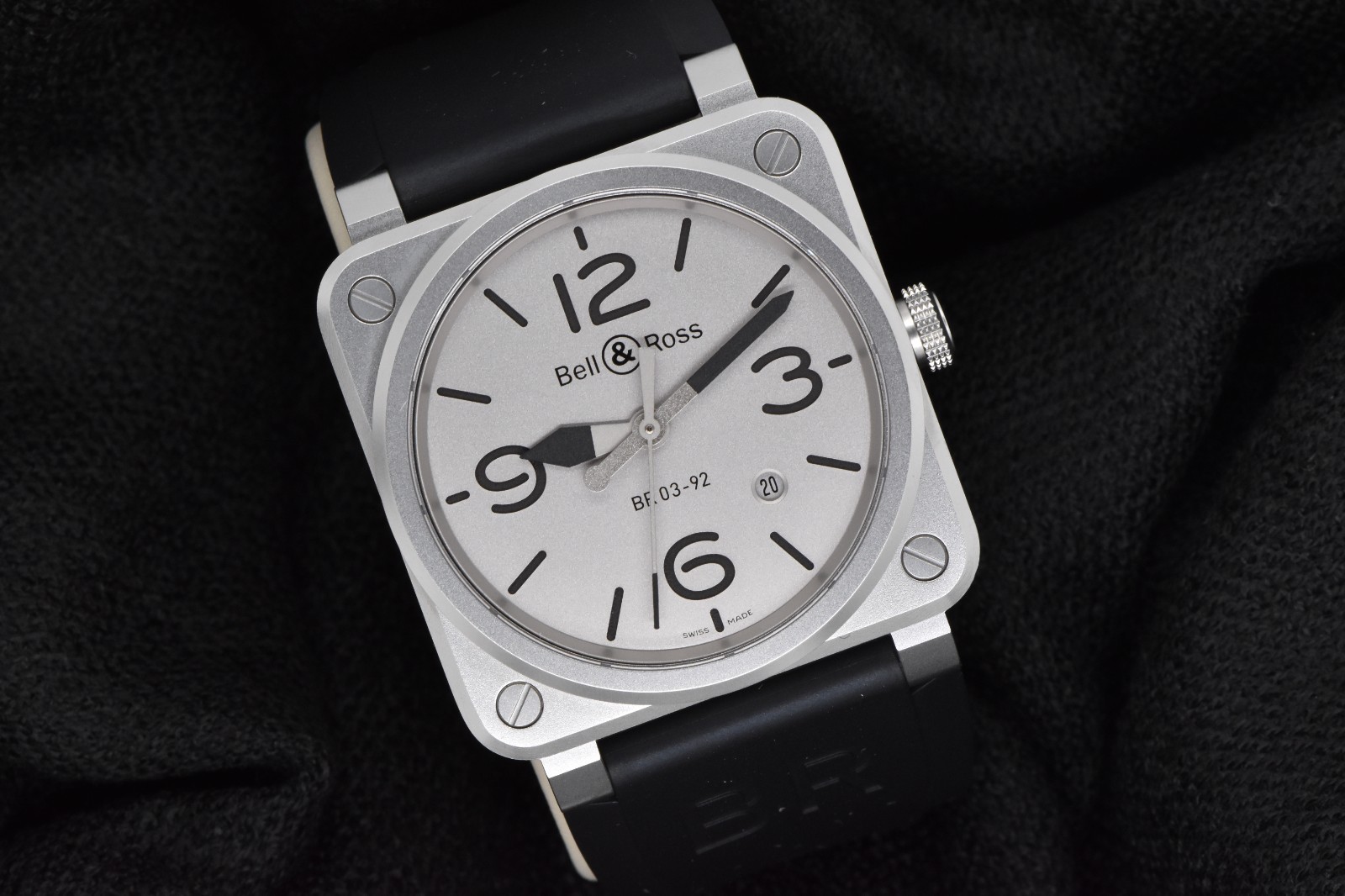 Bell & Ross Aviation 42mm Microblasted Steel Horoblack Grey Dial BR 03-92 Set