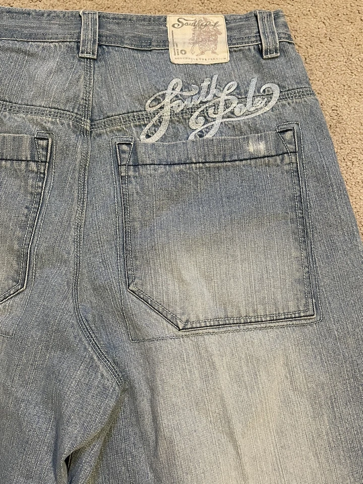 Southpole Jean Shorts Vtg 90s Y2K Baggy Logo Relax Fit Size 40 Wide Leg Skater - Image 4 of 4