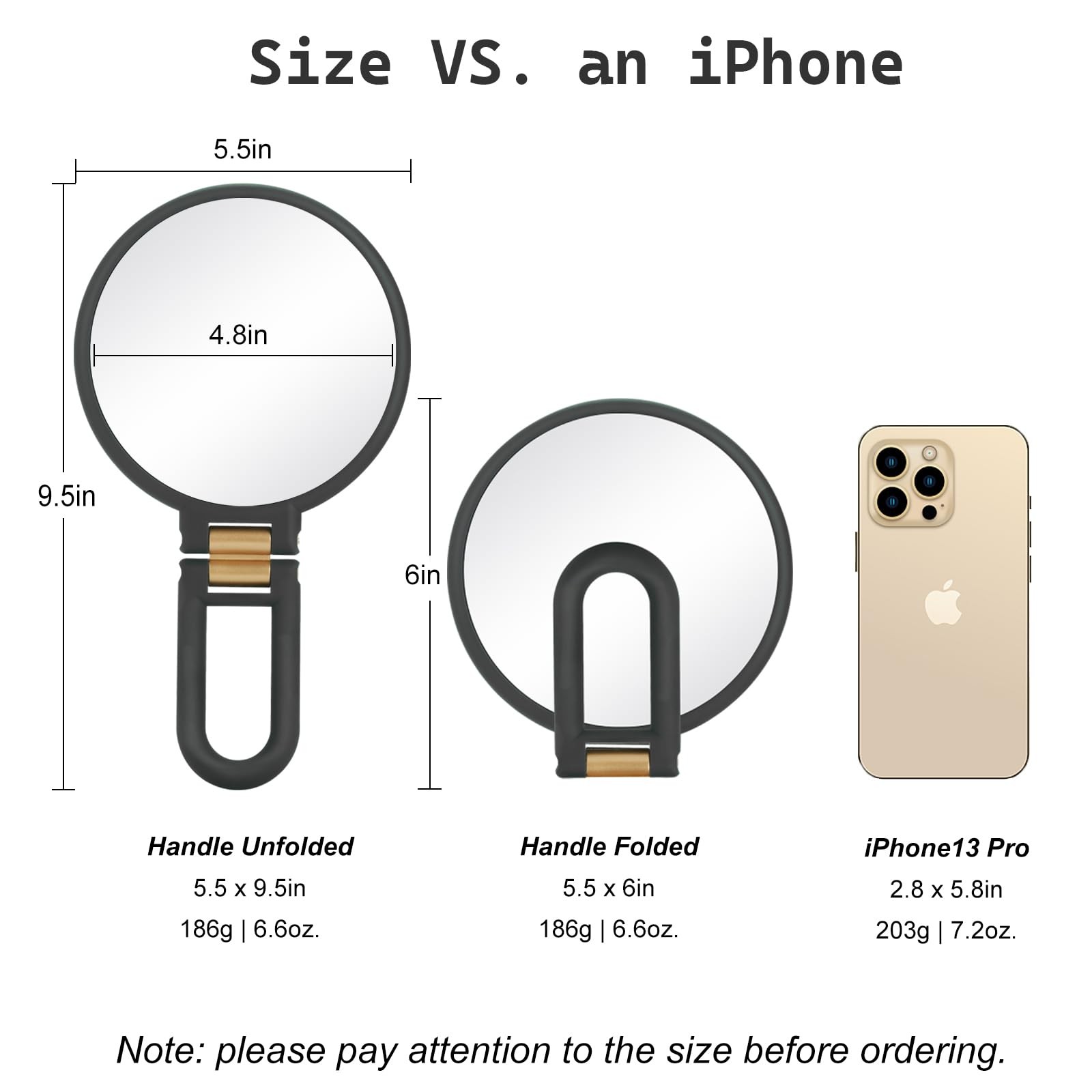 30x Magnifying Mirror, Travel Hand Mirrors with Handle - Double Side Handheld...